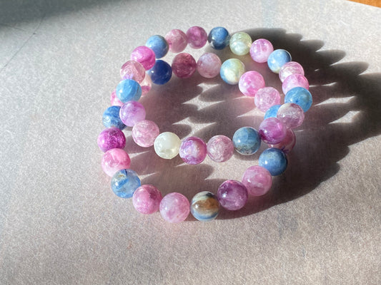 AAAA grade  natural colorful mix Lepidolite bracelet, Mica Rutilated Quartz gift for her,birthday gift dainty meditation crystal bracelet