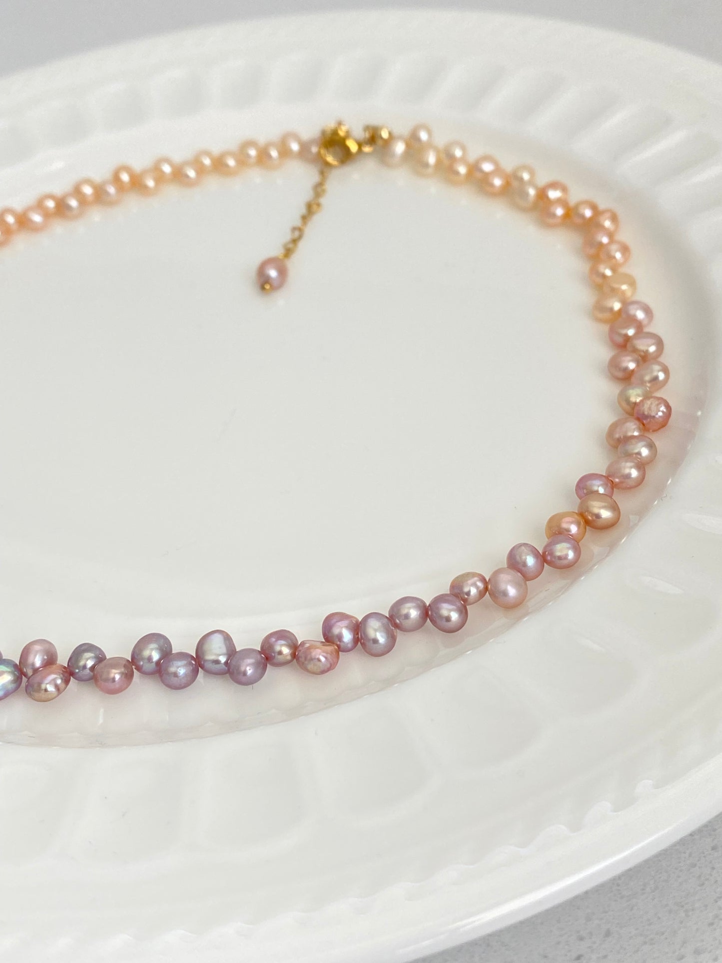 Tipsy Grape Gradient  Baroque Pearl Necklace Dreamy Wisteria Pearl Necklace 16’’ | Multi-Color Freshwater Petal Pearl Choker Gift for her