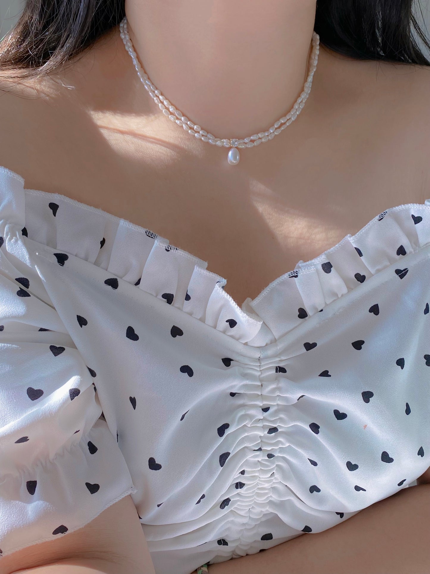 2-4MM Double Layer Pearl Necklace | Baroque Princess Style | Bridal Zircon Pendant | Elegant Wedding Gift for Her | 18K Gold Plated