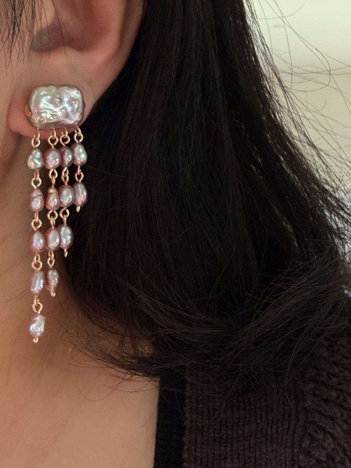 Sappho Drop | Baroque Pearl Chandelier Earrings