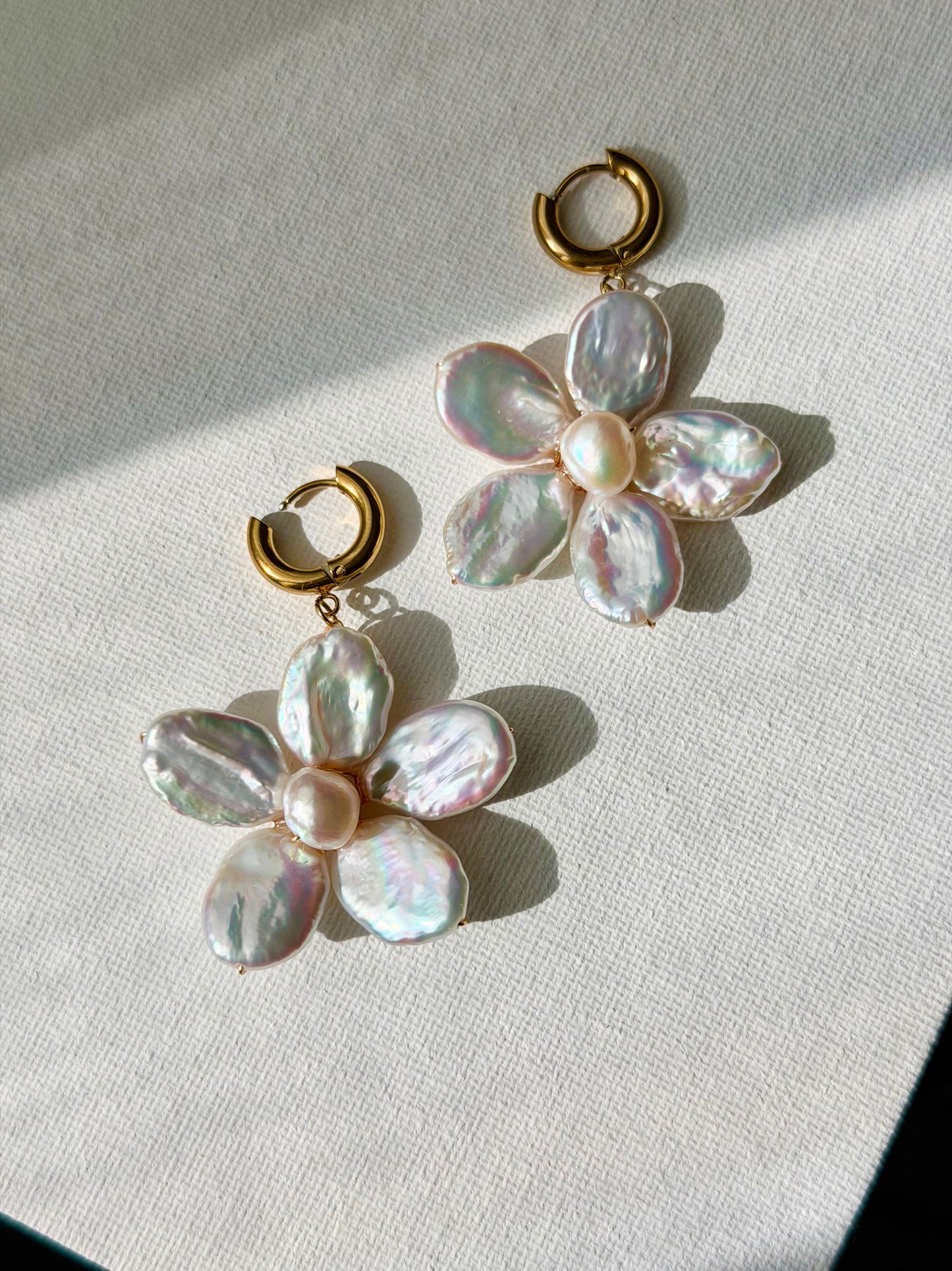 Cherry Blossom Baroque Pearl Earrings Jumbo Chunky Floral Dangle Earrings Handmade Statement Flower Pearl Earrings Spring Jewelry Gift