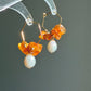Baltic Amber & Large Baroque Pearl Wreath Hoop Earrings | Autumn Caramel Collection