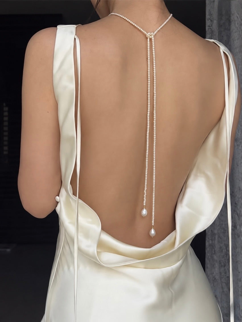 Baroque Pearl Lariat Backdrop Necklace – Versatile Multi-Way Styling