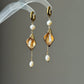 Gold Floral Calla Lily Pearl Tassel Dangle  Earrings  Wedding Bridal Jewelry  Elegant Statement Gift