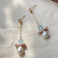 Celestial Angel Pearl Earrings, Aquamarine Baroque Pearl Dangle Earrings, Gold Drop Earrings, Handmade earring Gift for Her Bridesmaid Gift
