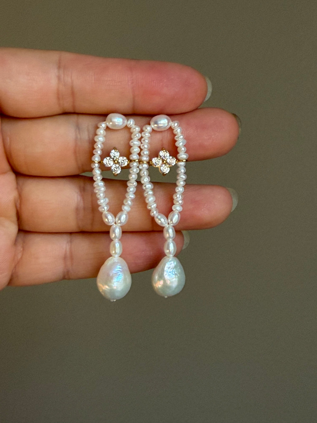 Odette Lucky Clover Pearl Earrings