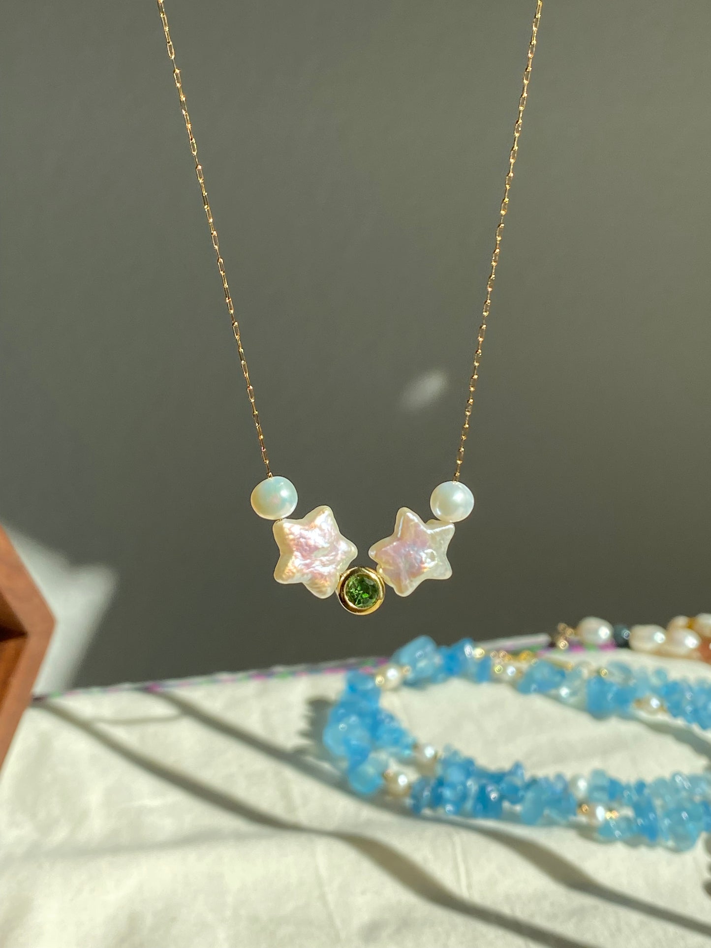 Dainty Celestial Baroque Pearl Star Choker Necklace,Custom Birthstone Pearl Necklace, Elegant Jewelry, Minimalist Bridesmaid Gift for Her
