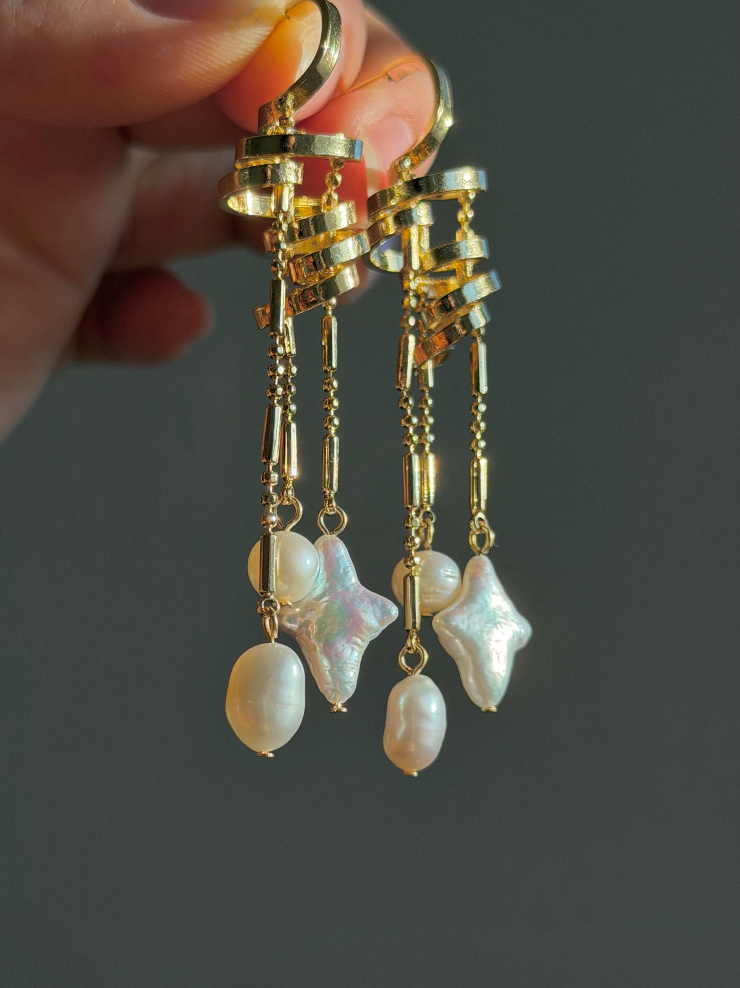 Castle in the Sky Pearl Earrings | Ethereal Celestial Jewelry –Jinger Crafting