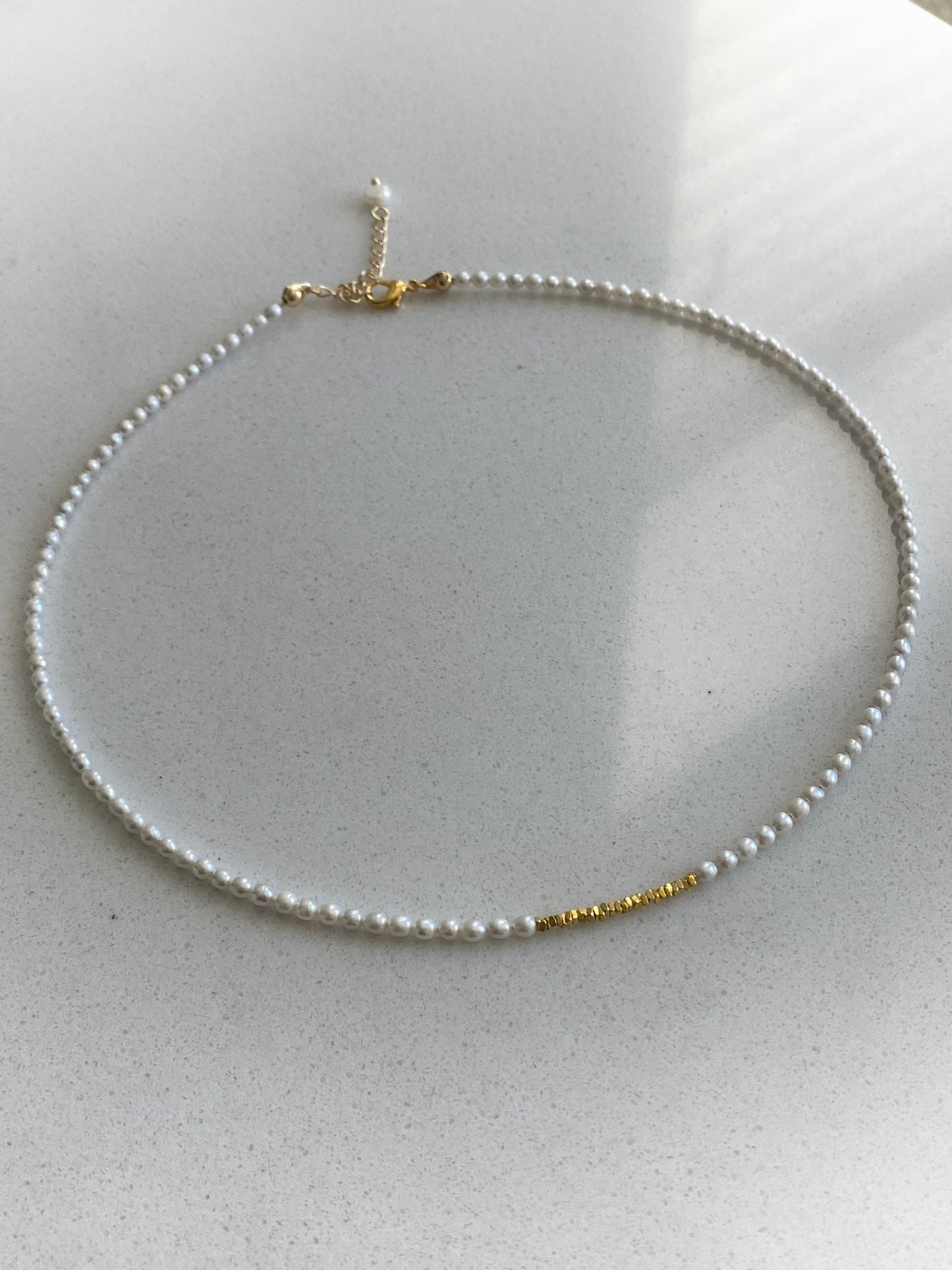 Elegant Tiny seed Pearl Necklace, 2mm+ Freshwater Pearls gold plated Silver Necklace Dainty Minimalist  Layering Necklace gift for her