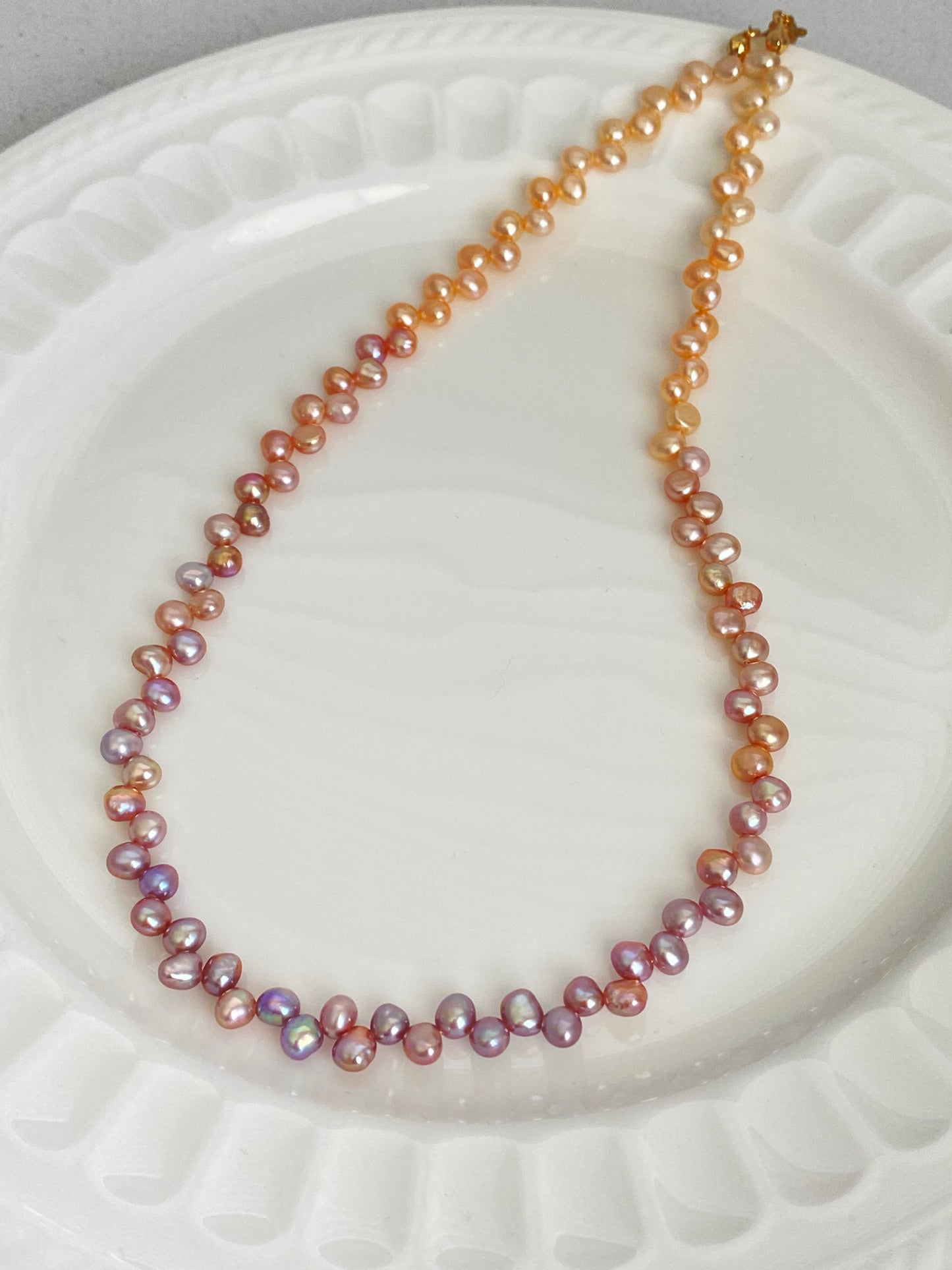 Tipsy Grape Gradient  Baroque Pearl Necklace Dreamy Wisteria Pearl Necklace 16’’ | Multi-Color Freshwater Petal Pearl Choker Gift for her