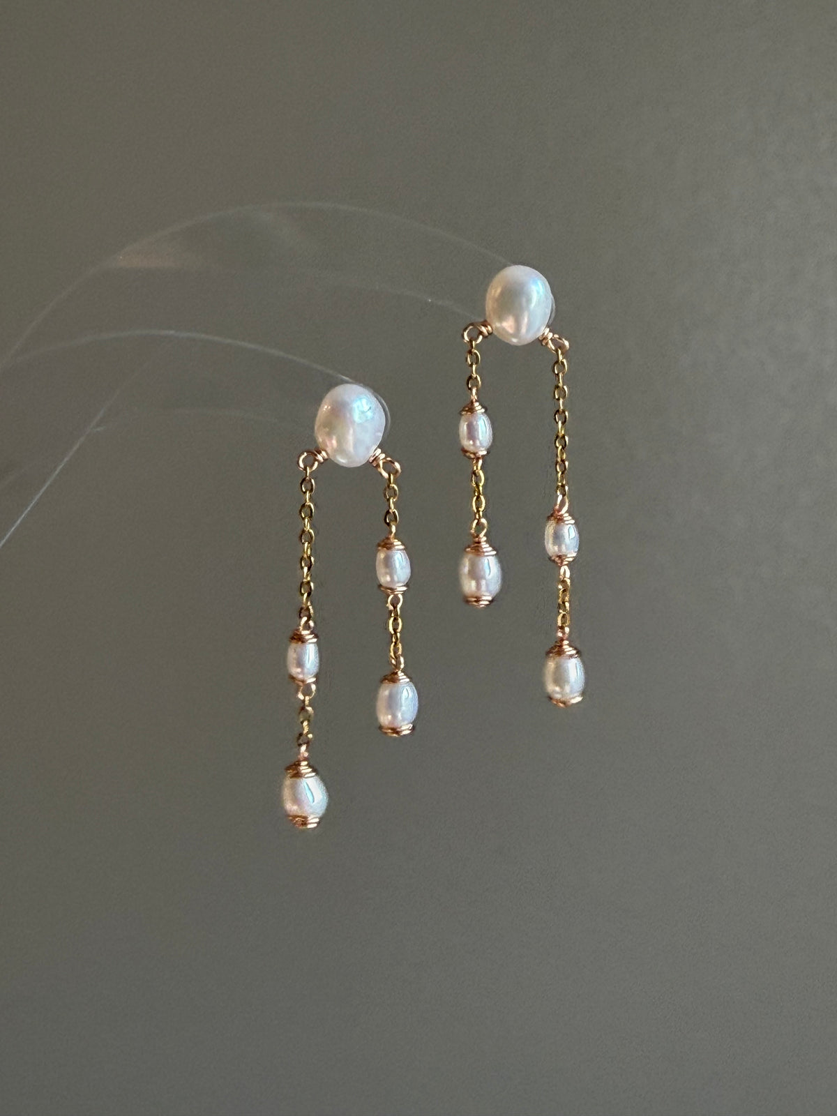 Sylvie Double Chain Pearl Earrings