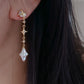 Dainty elegant Dreamworld Baroque cross star Pearl Drop Earring