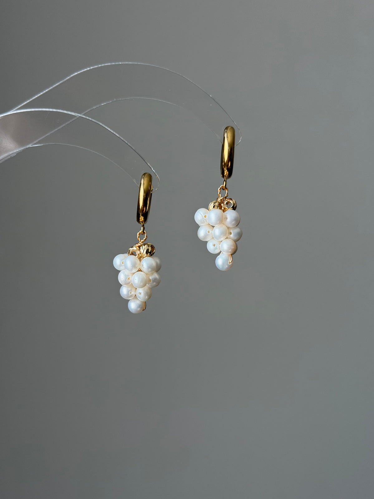 White Grape Pearl Hoop Earrings | NAPA BLANC