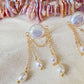 Handmade Vintage-Inspired Baroque Pearl Tassel Elegant  Earrings Dangle Studs Earring modern artistry earring Bridesmaid Gift for her