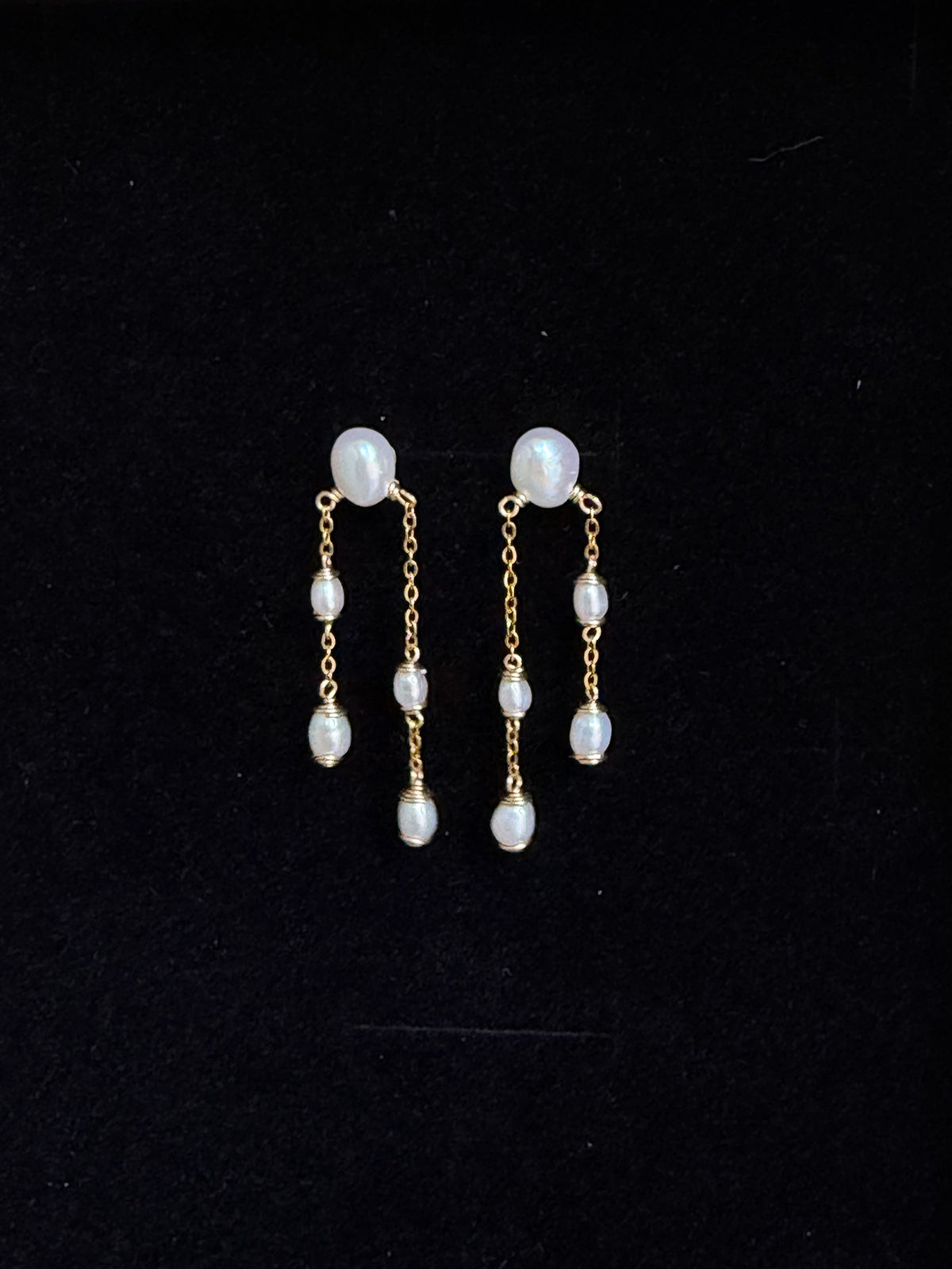 Sylvie Double Chain Pearl Earrings