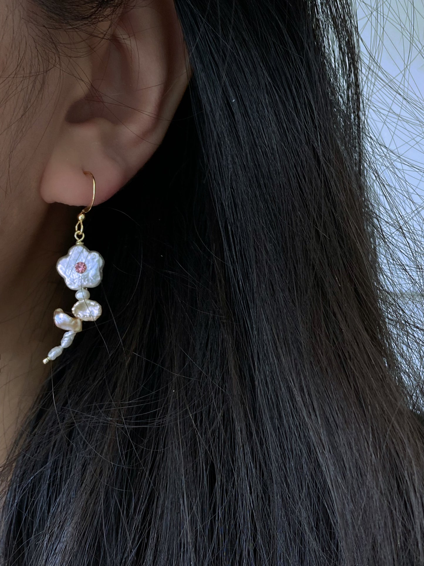 Bellies fairy Baroque Pearl Daisy Earrings Spring love dangle earring unique crush love earring dating jewelry friendship earring