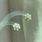 Snowflake Pearl zircon sterling silver Stud Earrings
