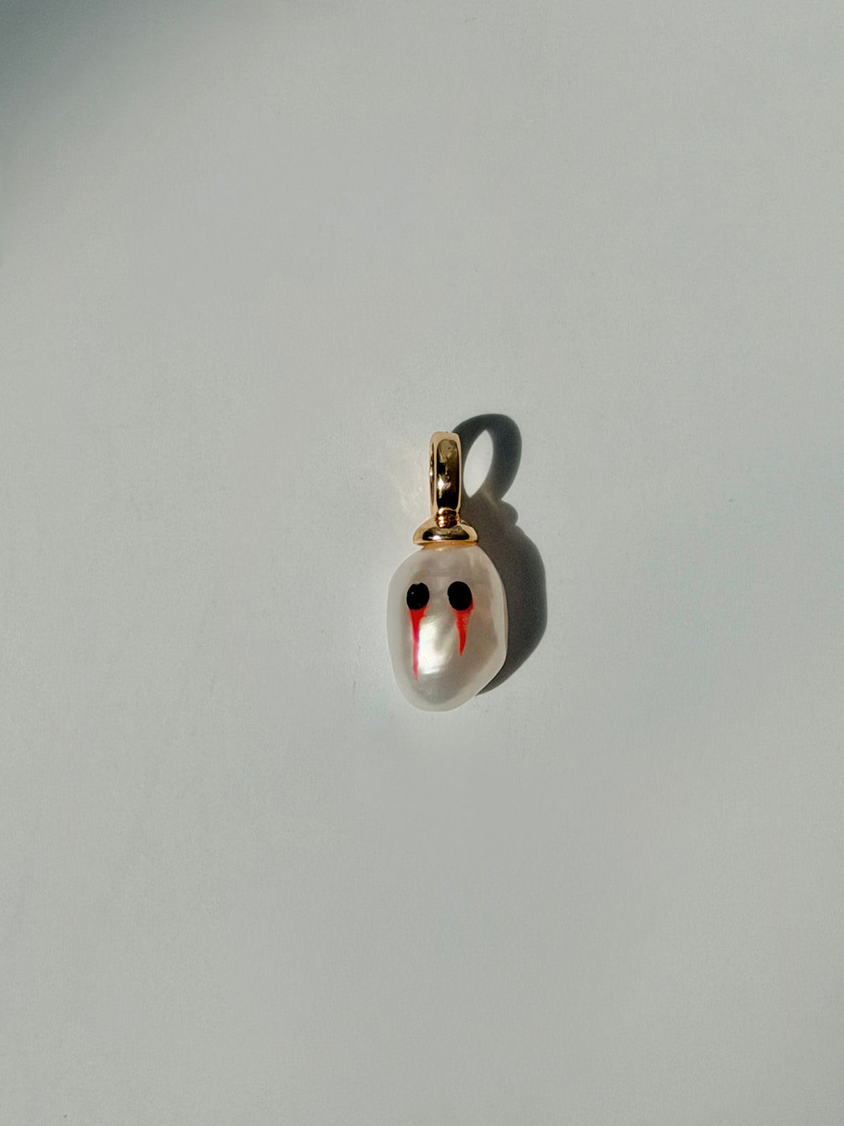 Halloween Jewelry Tiny Pearl Ghost Charm | Bleeding Eye Baroque Pearl
