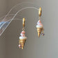 Strawberry Swirl Baroque Pearl Ice Cream Cone Earrings, Handmade Fun Statement Jewelry Summer Gift, Whimsical Pearl Earrings, Unique Earring