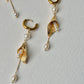 Gold Floral Calla Lily Pearl Tassel Dangle  Earrings  Wedding Bridal Jewelry  Elegant Statement Gift