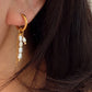 Gloria  Convertible CZ Cross & Pearl Charm Earrings