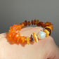Autumn Fall Color Baltic Amber & Baroque Pearl Stretch Bracelet | Handmade Warm-Tone Jewelry