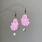 Handmade Pastel Goth Halloween Ghost Pearl Earrings Kawaii Pink Ghost Earrings Spooky Cute Earrings Baroque Pearl Jewelry Halloween earring