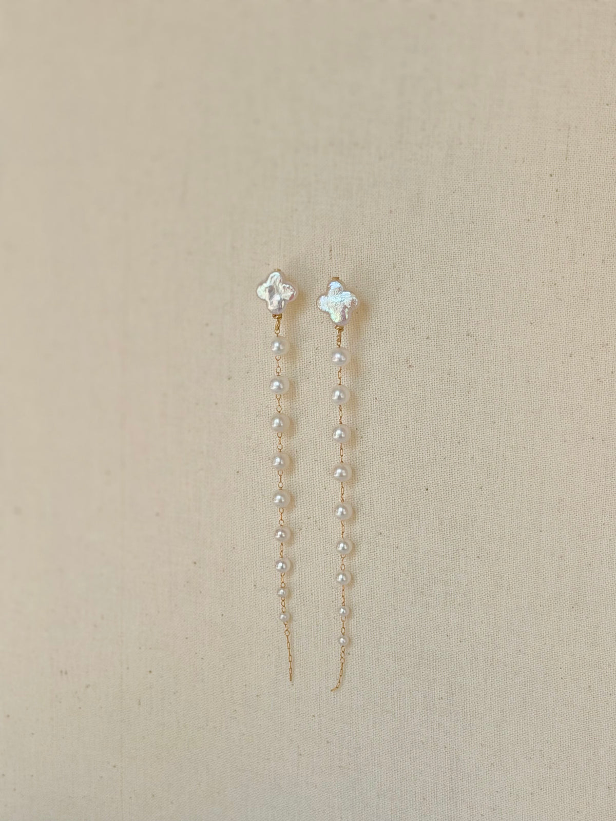 Cascading Luck - Gradient Pearl Drop Earrings | Lucky Clover Baroque Earrings