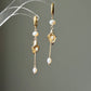 Gold Floral Calla Lily Pearl Tassel Dangle  Earrings  Wedding Bridal Jewelry  Elegant Statement Gift