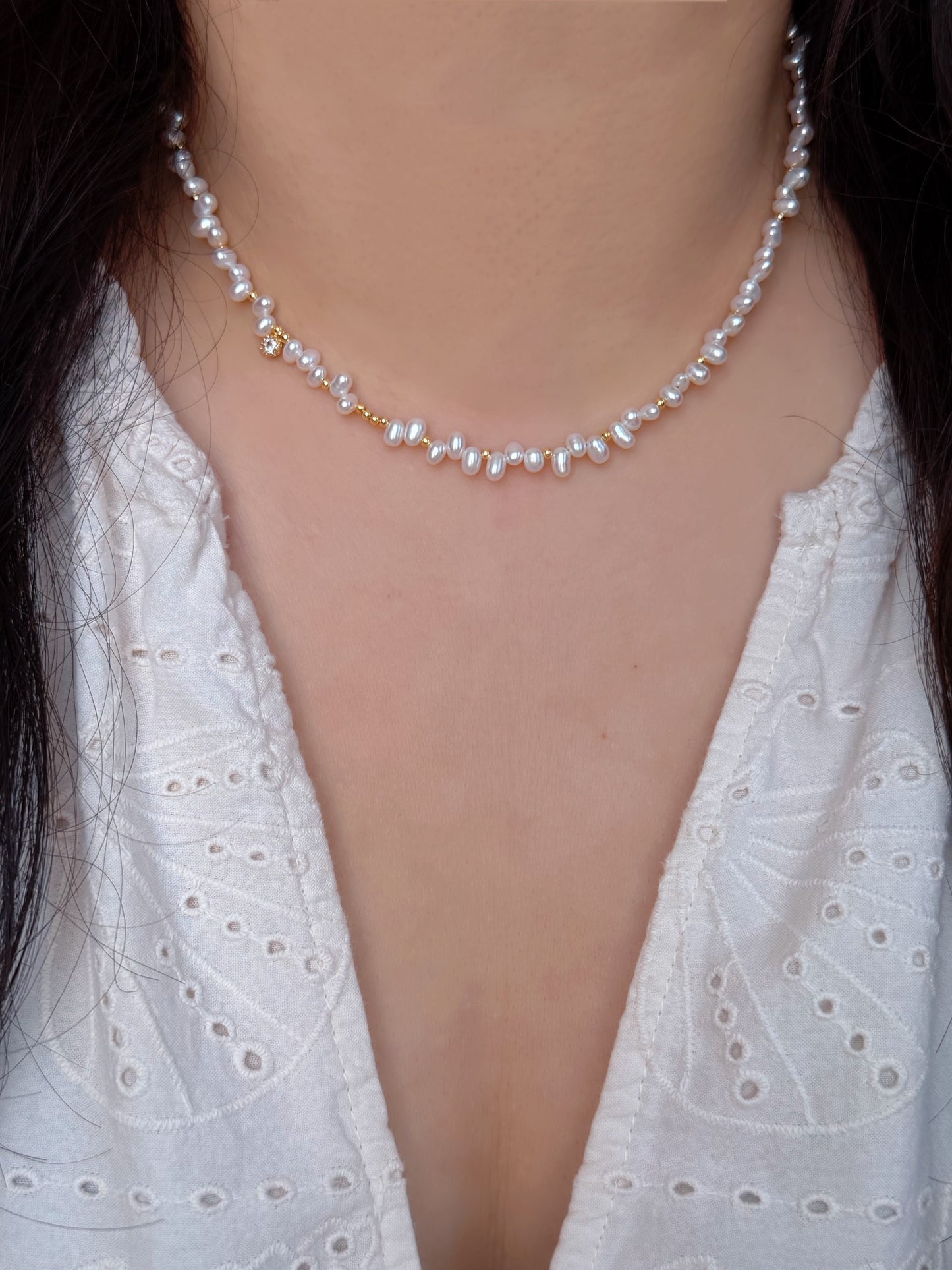Starlit Bloom -Custom Zodiac or Star Charm Freshwater Pearl Choker, Dainty Floral Festival Necklace