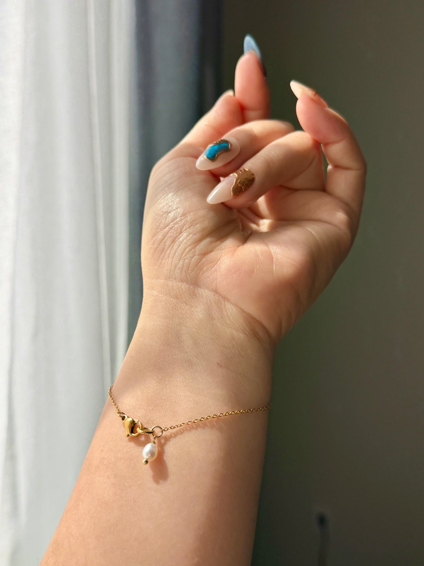 ÉTHERA Barely There Pearl Hand Chain  Custom Bridal Hand Jewelry
