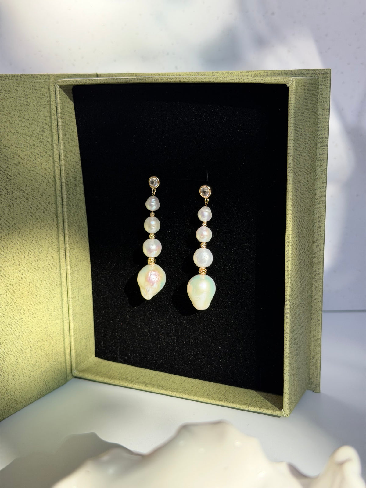 Graduated Baroque Pearl Statement Earrings -ASTRA