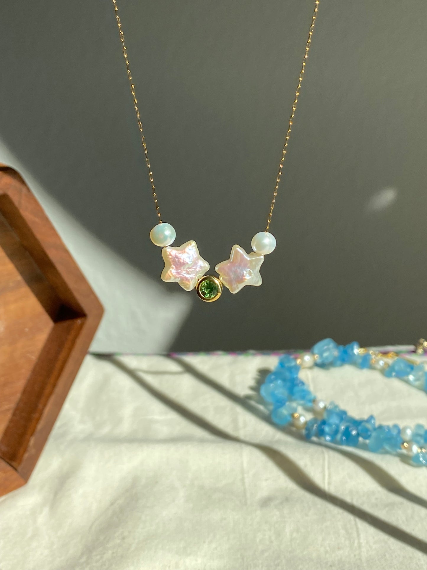 Dainty Celestial Baroque Pearl Star Choker Necklace,Custom Birthstone Pearl Necklace, Elegant Jewelry, Minimalist Bridesmaid Gift for Her