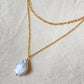 Double Layered Baroque Pearl Pendant Necklace – Elegant 18K Gold-Plated Chain