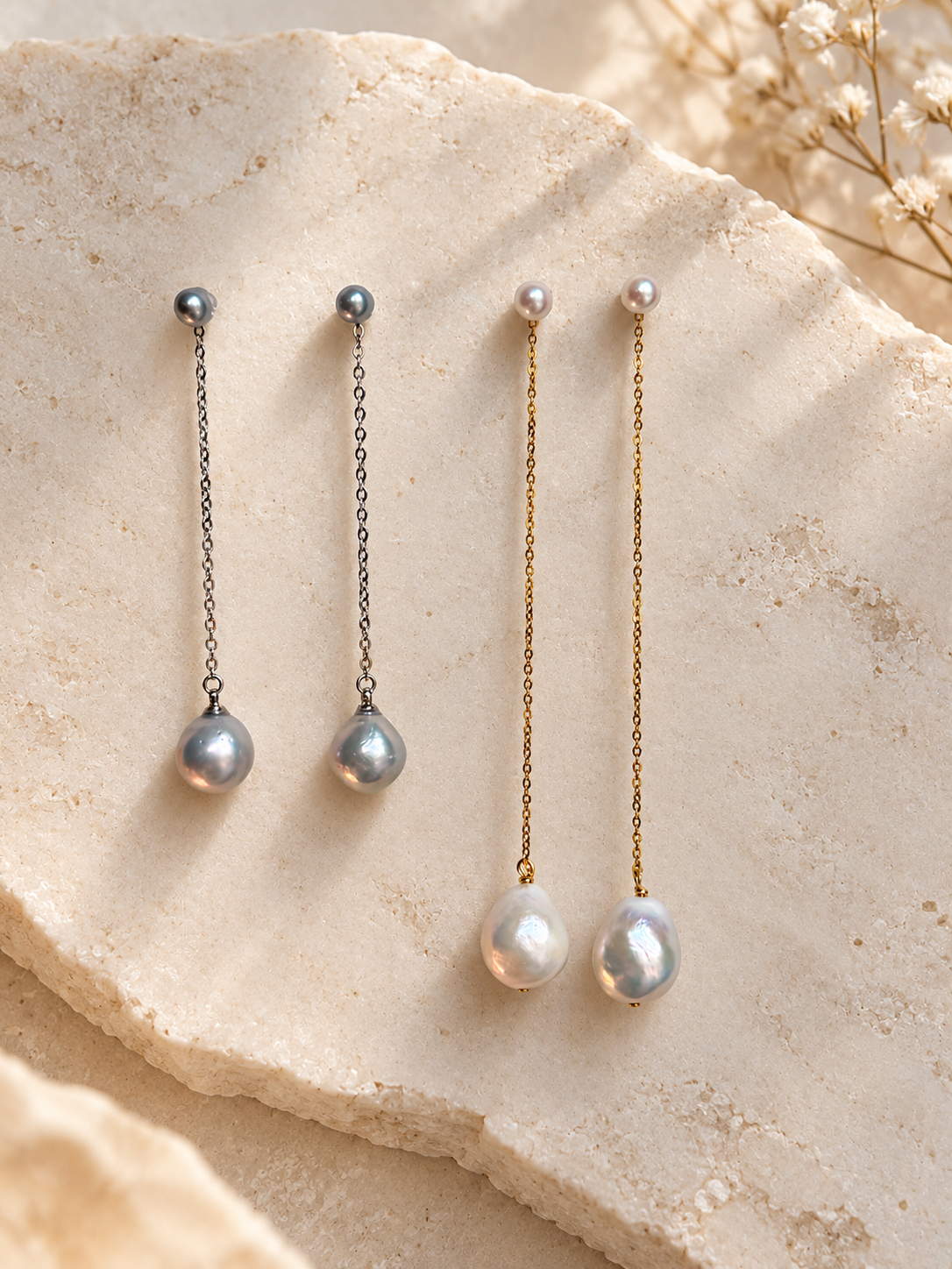 Gravity Drop Convertible Baroque Pearl Earrings