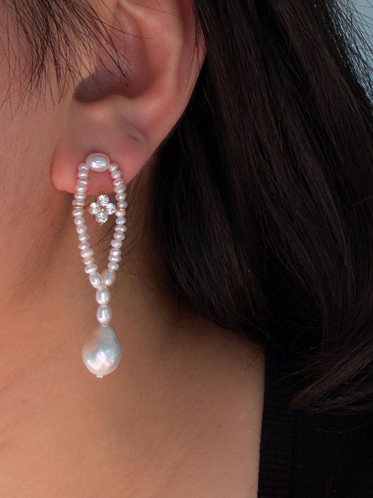 Odette Lucky Clover Pearl Earrings