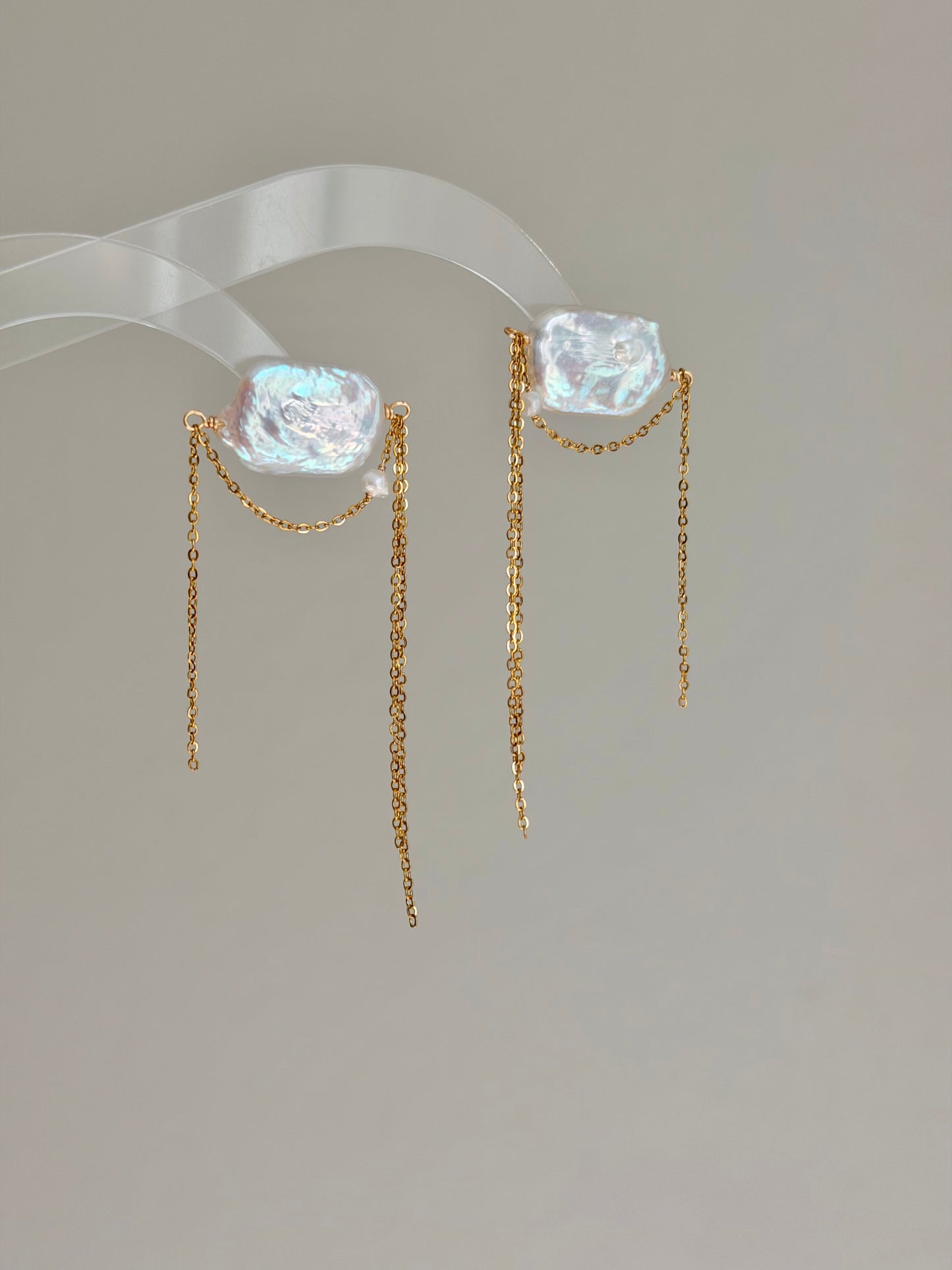 ASTRAEA Baroque Rectangle Pearl Tassel Earrings