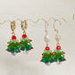 Christmas Tree Earrings & Necklace Set, Festive Beaded Jewelry, Holiday Gift, Baroque Pearl Charm, Christmas Jewelry for Women