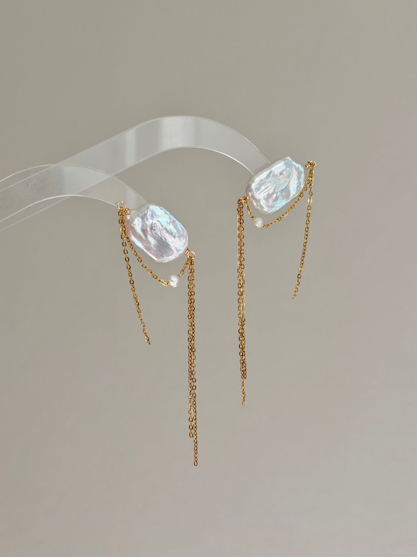 ASTRAEA Baroque Rectangle Pearl Tassel Earrings