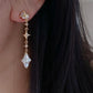 Dainty elegant Dreamworld Baroque cross star Pearl Drop Earring Gold Filled dangle stud earrings