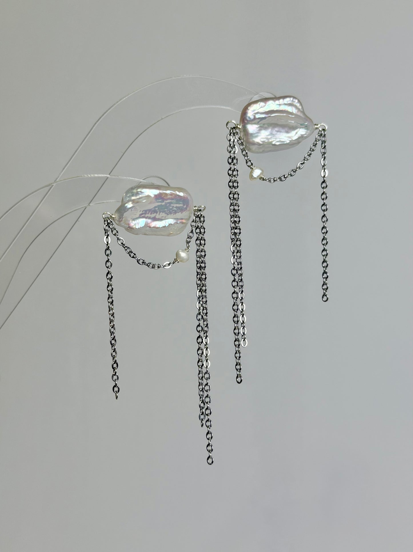ASTRAEA Baroque Rectangle Pearl Tassel Earrings