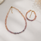 4-5mm Tipsy Grape Gradient Baroque Pearl Necklace Dreamy Wisteria Pearl Necklace 16’’ Multi-Color Freshwater Petal Pearl Choker Necklace