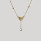 Gold Bow Tie Pearl Drop Y Necklace Vintage Romantic Jewelry