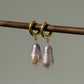 Iridescent Mermaid Pearl Hoop Earrings Baroque Bullet Dangles