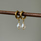White Baroque Pearl Hoop Earrings Simple Elegant Drop Jewelry