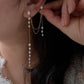 Extra Long Pearl Drop Earrings Asymmetric Gold Chain Dangles Earring