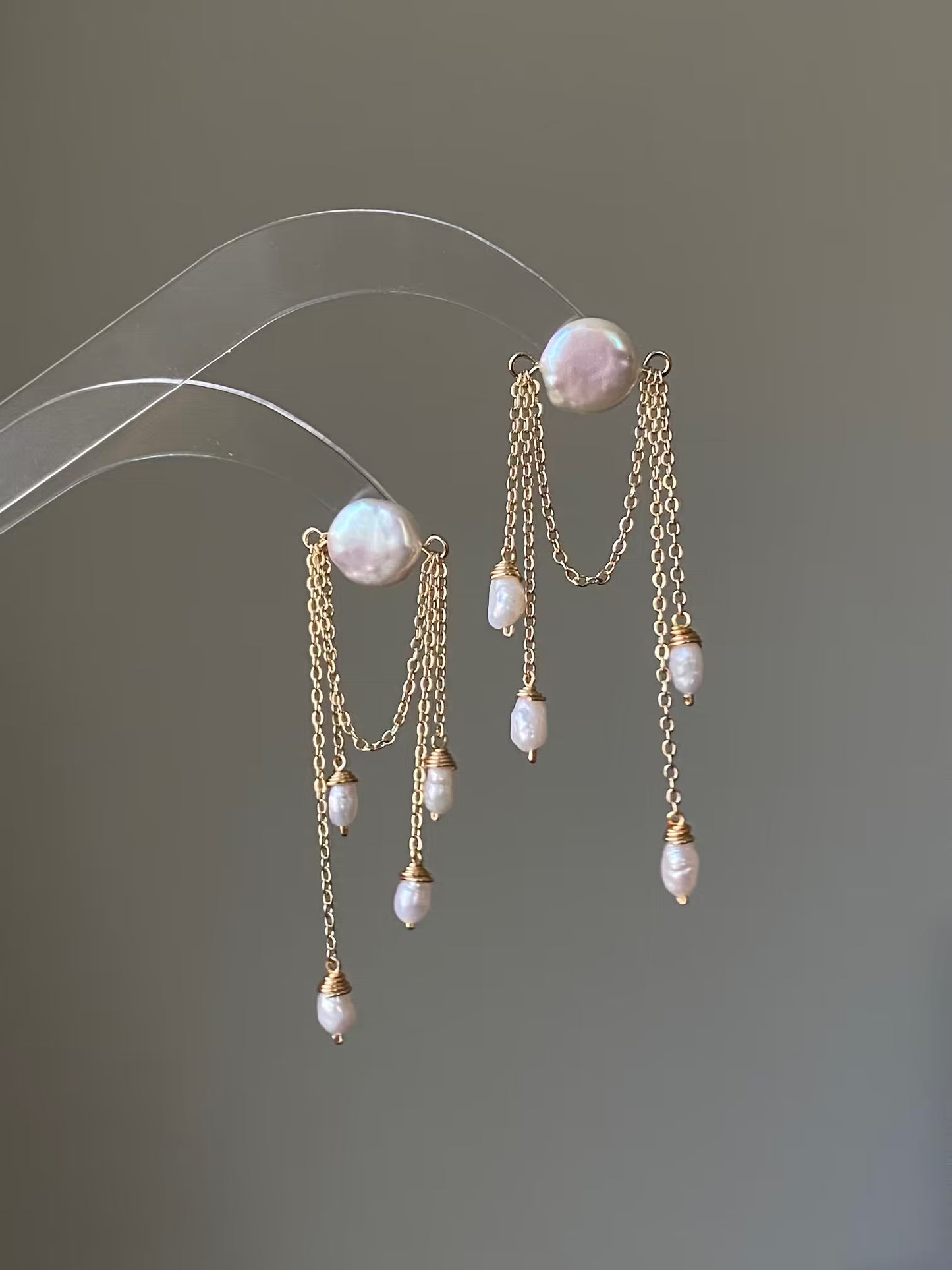 Eleanor | Handmade Baroque Pearl Tassel Earrings for Brides