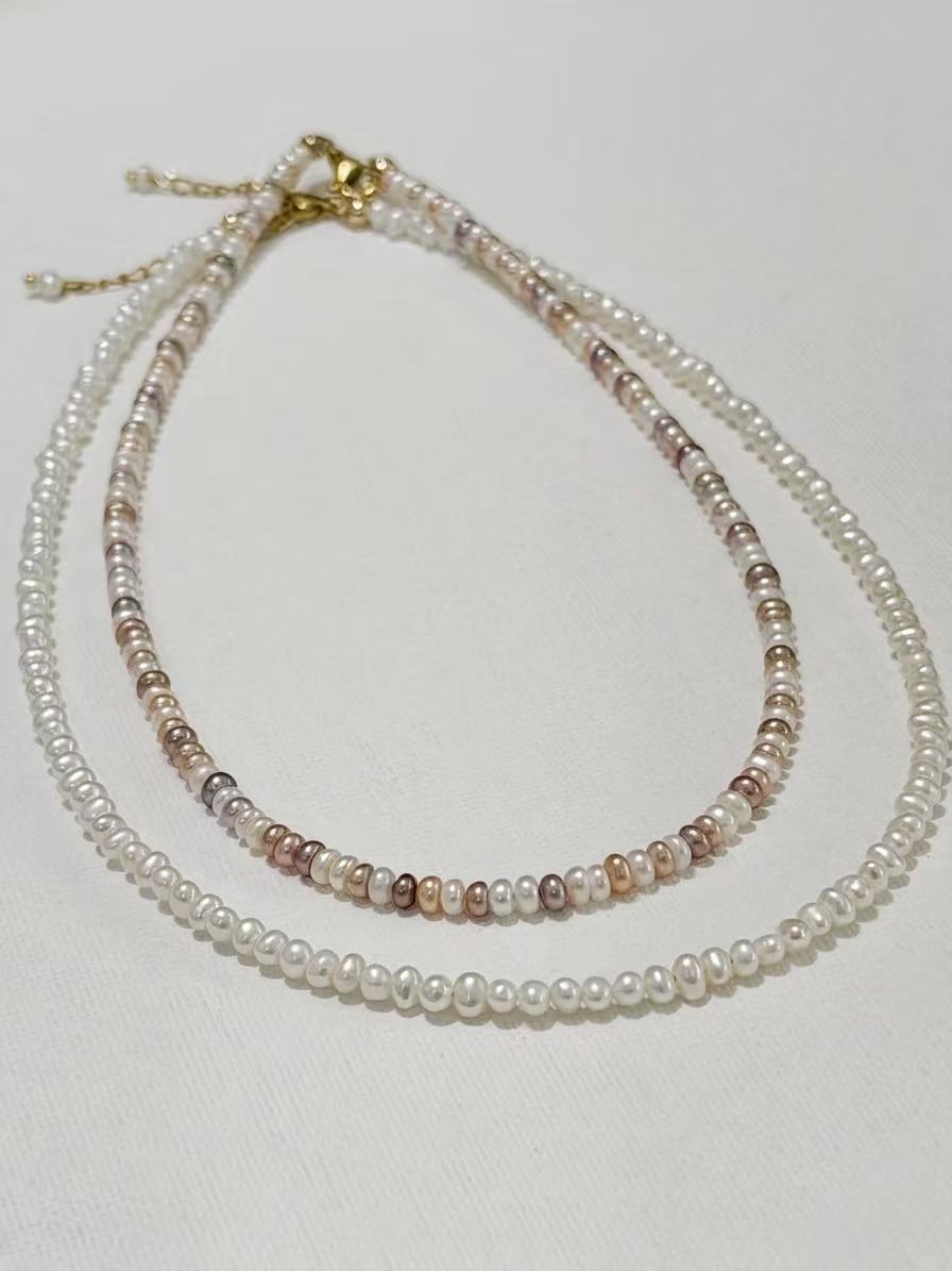 High Luster Multi Color White Baroque Pearl Choker Necklace