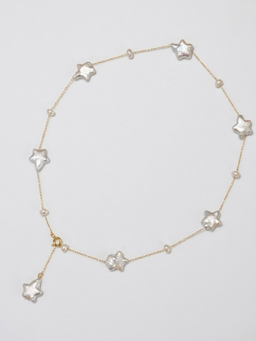 Star Baroque Pearl Choker Adjustable Y Necklace Celestial Jewelry