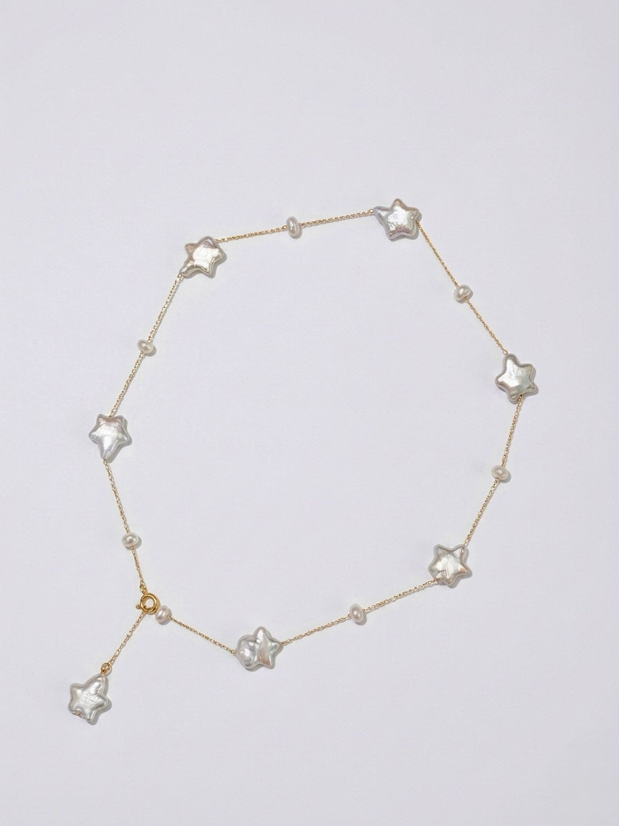 Star Baroque Pearl Choker Adjustable Y Necklace Celestial Jewelry